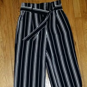 H&M Striped Wide Leg Dress Pants